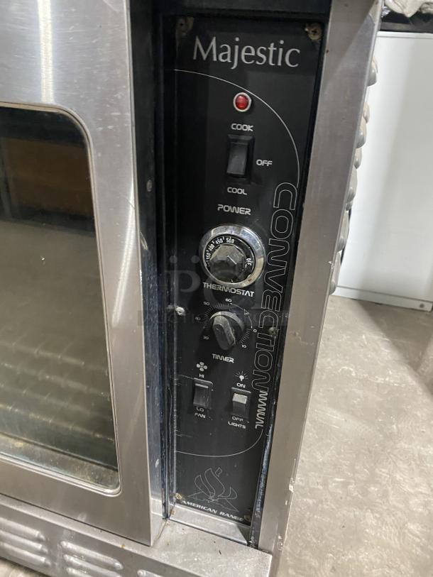 American Range Majestic Series stainless steel convection oven, single stack, includes wired racks, with control panel visible.