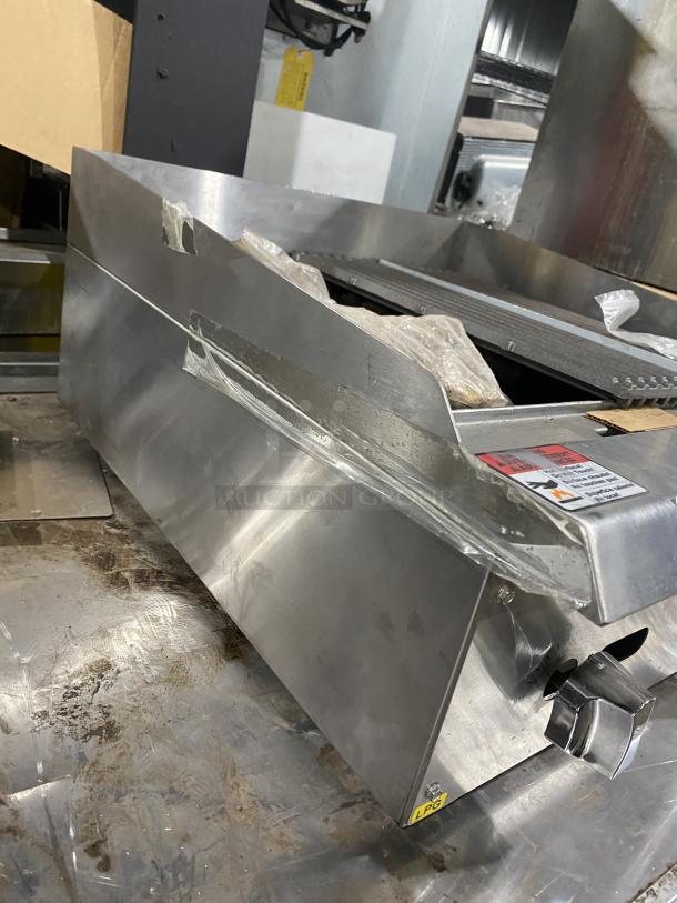 Cayvo CVCB-24LP commercial stainless steel gas char-rock broiler, clean condition, visible LP gas tag.