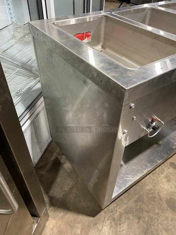 Duke E305-25SS-SWM stainless steel electric hot food table, 5 openings, undershelf, on legs, 208V, 1 PH.