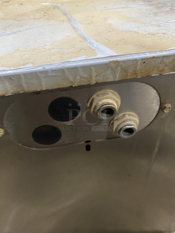 Multiplex SC340-04 stainless steel water chiller, commercial-grade, remote model, 230V, 1 phase, visible connectors, used condition.