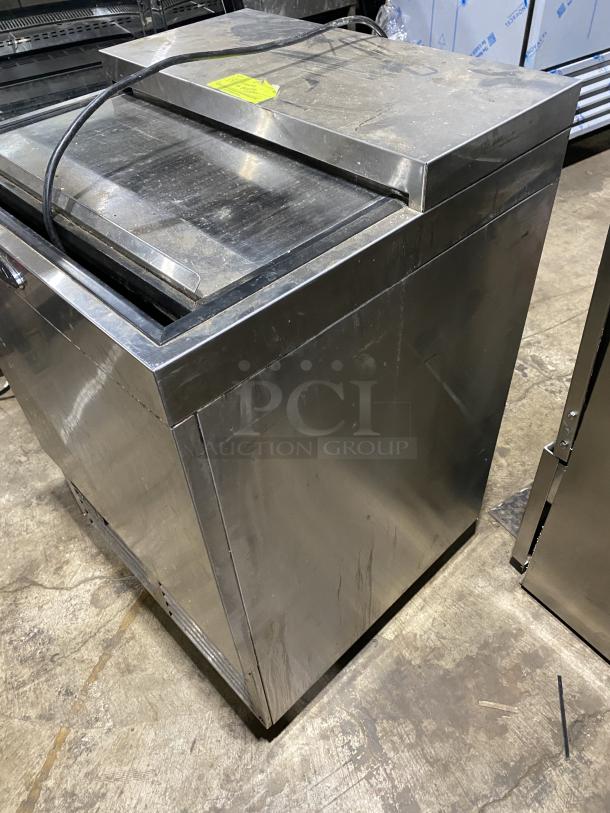 Krowne MC24S stainless steel underbar glass froster, sliding-top lid, model: MC24S, SN: 0102674, 115V, 1 Phase.