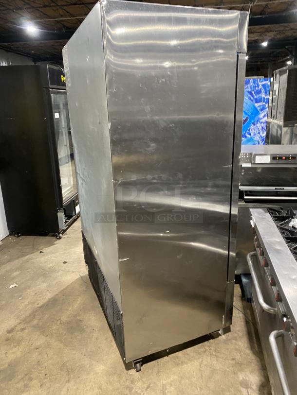 Maxx Cold 2-door reach-in refrigerator, model MCR-49FDHC-V, stainless steel, on casters, poly-coated racks, 115V.