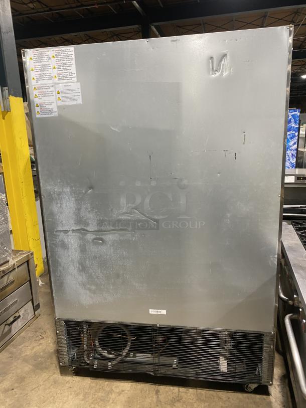 Maxx Cold 2-door reach-in refrigerator, stainless steel, poly coated racks, serial DGFFA94R100022, on casters, model MCR-49FDHC-V.