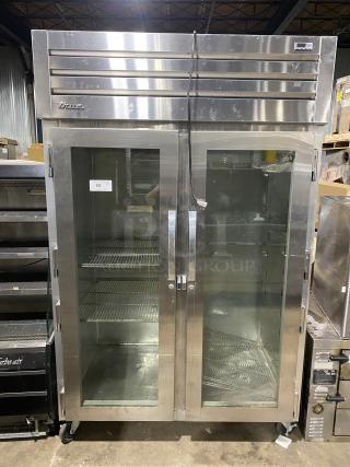 True Commercial Series STG2R-2G stainless steel refrigerator, two glass doors, used, model SN: 7447544, 115V.