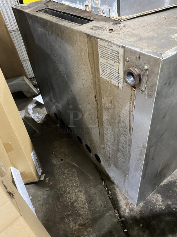 Bakers Pride GP-51 commercial stainless steel countertop deck oven, natural gas powered, showing wear and labels. Serial: 35745.