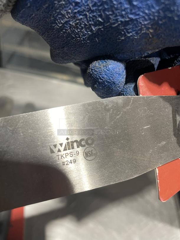 Winco Winware TKPS-9 bakery spatula, stainless steel, black grip handle, NSF certified, brand new.