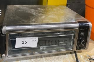 Ninja FT102CO countertop digital air fry oven with view-through door, model SN: U17RQ603F1A6, used condition, 120V.