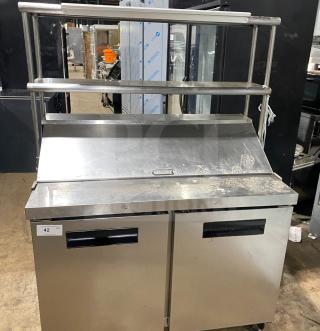 Hoshizaki CRMR48-12 commercial stainless steel refrigerator with top rail, SN: B50037E, in used condition.