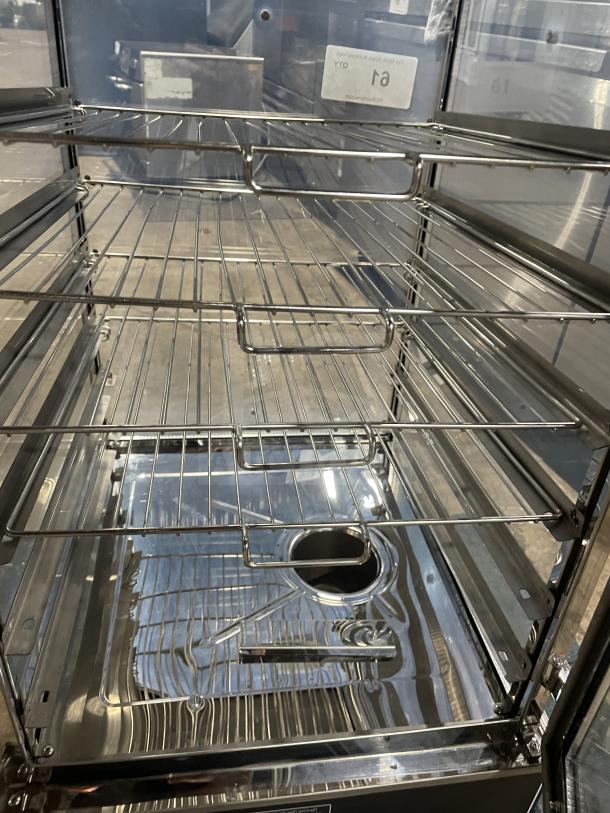 Commercial stainless steel electric bun steamer, 5-layer, with glass door and food display warmer. Excellent condition.