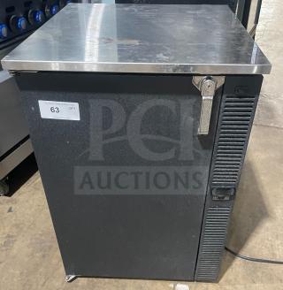 Glastender F1SB24 commercial black cooler/refrigerator, stainless steel top, glass froster, single section, 120V, tagged "63".