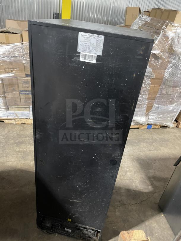 Eurodip USF-168S single door wine cooler merchandiser, commercial grade, 110/120V, visible label, moderate wear.