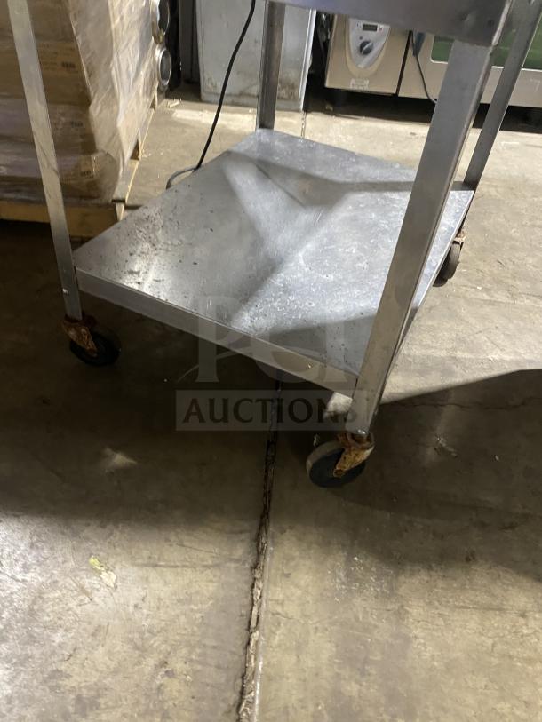 FWE Handy Line Series countertop heated holding cabinet on casters, model HLC18264UC, stainless steel, single shelf.