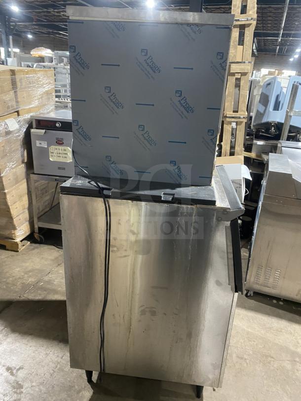 Hoshizaki KM-660MAJ ice machine head/bin combo, stainless steel, air-cooled, on legs, commercial use, 115V, 1 phase.
