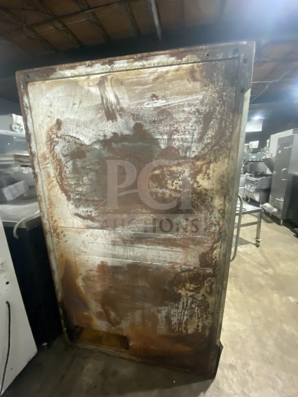 BARI Model 648 stainless steel gas pizza oven, double stacked, visible wear and rust, serial 2267.