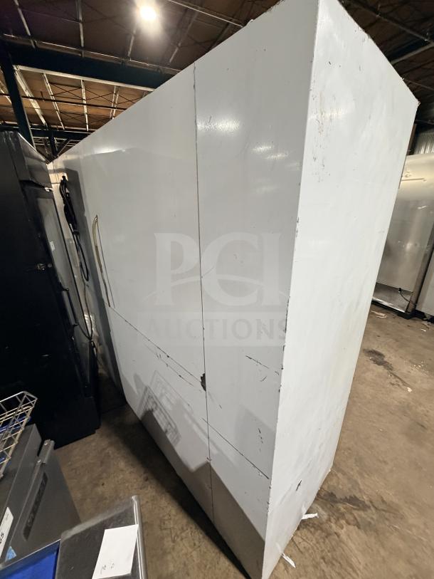 Cool Tech 4-door reach-in cooler, Model CUST96PGR, Serial 21517, 120V 1 Phase, remote compressor, visible wear.