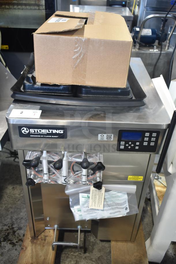 2025 Stoelting F131-38I2-SAMS countertop soft serve machine, stainless steel, 2 flavors with twist, control panel, new condition.