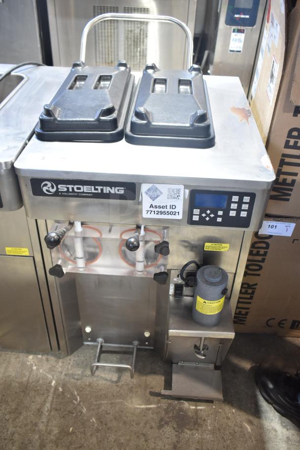 Stoelting F131-38I2-SAMS commercial soft serve ice cream machine, 2-flavor with twist, drink mixing attachment, 208/240V, 1 phase.