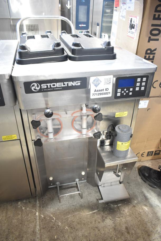 Stoelting F131-38I2-SAMS soft serve machine, 2 flavors with twist, drink mixer attachment, asset ID 7712955021, 208/240V, 1 phase.