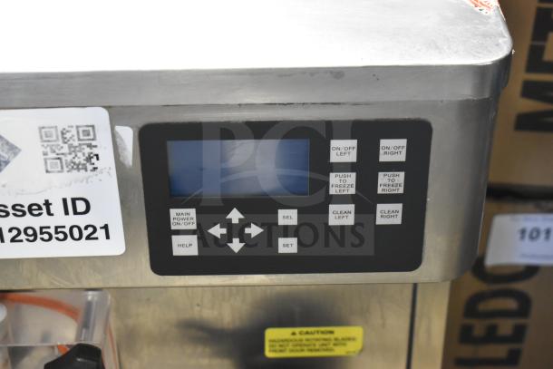 Stoelting F131-38I2-SAMS commercial countertop soft serve machine with dual flavors and twist feature, control panel visible.