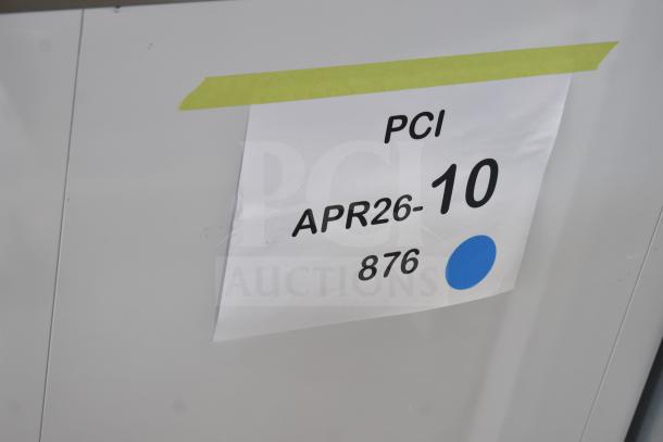 Brand new Avantco 178CPW47HC 47" deluxe ice cream dipping cabinet with scratch and dent condition. Tag marked "PCI APR26-10 876" indicates inspection or batch details.