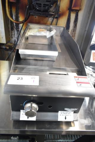 Vollrath GGMDM-12 12" Medium-Duty Griddle, 28,000 BTU, manual controls, stainless steel, slight wear, visible control labels.