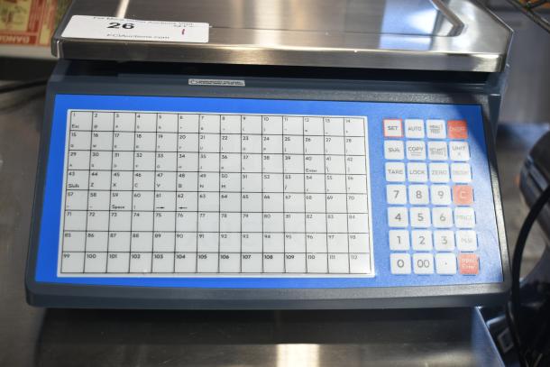 Brand new AvaWeigh 334PCSP30T thermal label printing scale, 30 lb capacity, scratch and dent, legal for trade, with tower.