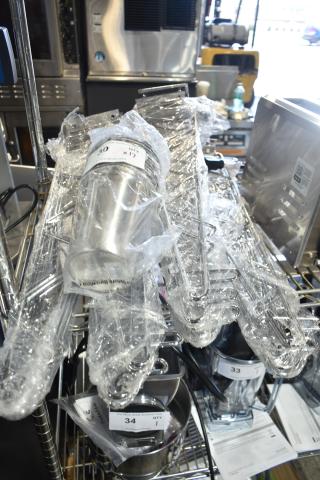 Brand new scratch and dent flatware holder cylinders, stainless steel, model 176SLDCYLSS, wrapped in protective film, quantity 17.