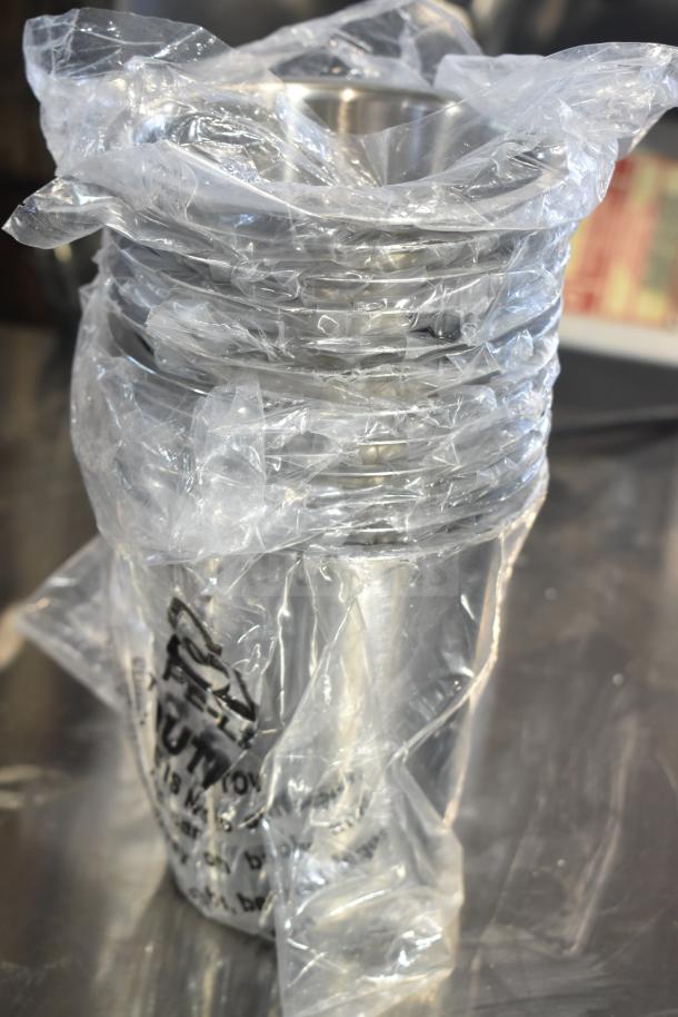 Brand new stainless steel flatware holder cylinders, wrapped in plastic. Includes 17 items, model 176SLDCYLSS.