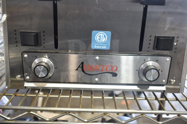 Brand new Avantco 184THD27208 commercial toaster, 4-slice, wide 1.5" slots, scratch and dent, 208V, ETL listed, bread/bagel switch.