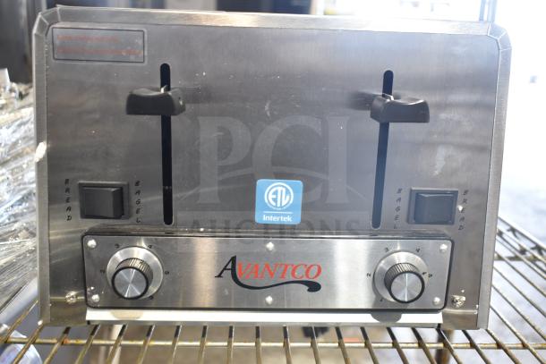 Brand new Avantco 184THD27208 4-slice toaster, medium-duty, wide 1.5" slots, 208V, scratch and dent condition, ETL listed.