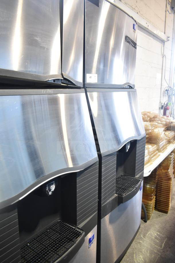 Manitowoc commercial ice machine head on hotel ice dispenser, stainless steel, 115 volts, 1 phase.