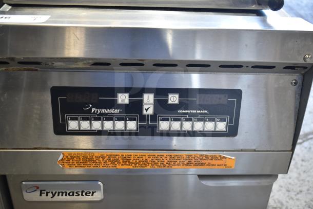 2016 Frymaster FBCR18CSE commercial pasta cooker, 90,000 BTU. Features digital controls. Visible wear on stainless steel body.