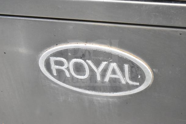 Royal convection oven logo on stainless steel surface, highlighting brand authenticity and quality.