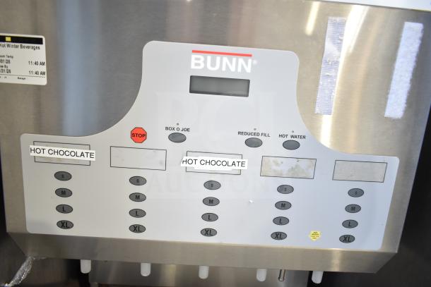 2019 Bunn IMIX-5 commercial cappuccino machine, silver, visible control panel, labeled buttons, 120/208-240V, 1 phase.