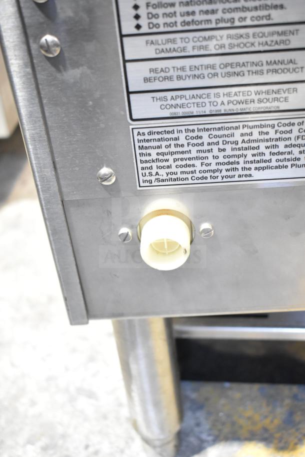 2019 Bunn IMIX-5 Commercial Cappuccino Machine, 120/208-240V, 1 Phase. Features visible compliance instructions label.