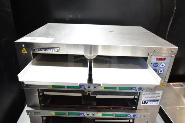 Prince Castle DHB32F-DD countertop holding bin, 120 volts, 1 phase, stainless steel, dual drawers, good condition.