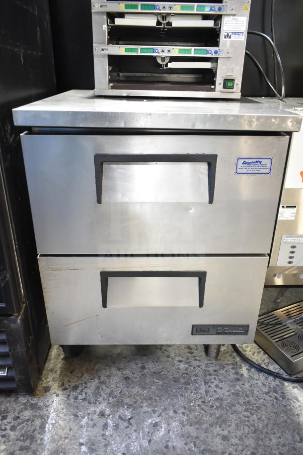 2016 True TUC-27D-2-HC 2 Drawer Undercounter Cooler, stainless steel, commercial, 115V, visible label, minor wear.