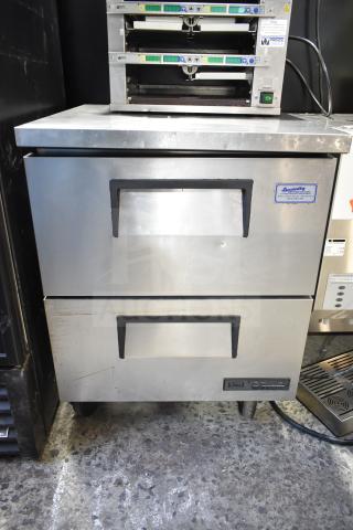 2016 True TUC-27D-2-HC 2 Drawer Undercounter Cooler, stainless steel, commercial, 115V, visible label, minor wear.