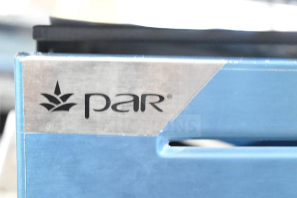 PAR brand cash drawer with metal casing, part of a lot of five, showing minor wear.