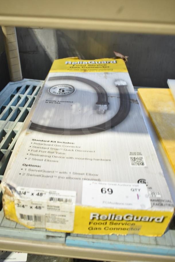 New ReliaGuard RG7548 48" Gas Connector Kit, scratch and dent, includes quick disconnect, ball valve, 5-year warranty.