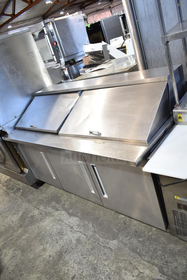 Berg EDMT-72-30 Commercial Sandwich Salad Prep Table, stainless steel, dual access doors, 115V, 1 phase, good condition.