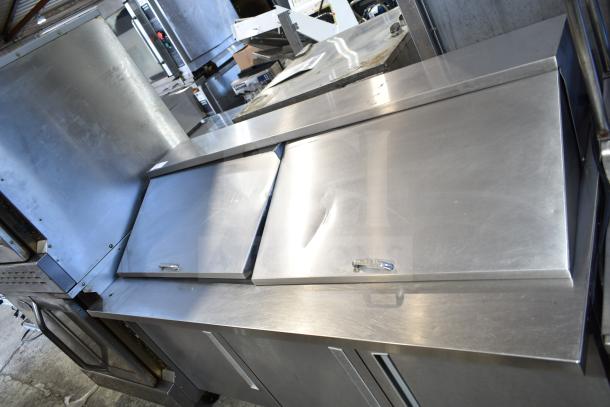 Berg EDMT-72-30 prep table, stainless steel, commercial sandwich/salad use, Bain Marie Mega Top, 115V, 1 Phase, good condition.