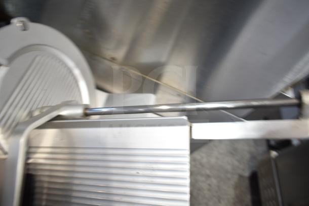 Bizerba Commercial Countertop Meat Slicer, 120V, 1 Phase, features stainless steel construction, in good condition.