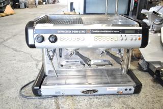 Brasilia OPUS-R-D-2 espresso machine, 2 group, 2 portafilters, 2 steam wands, countertop model, 220V, 1 phase.