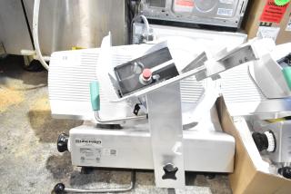 2020 Bizerba GSP HD commercial meat slicer, 120V, excellent condition, stainless steel, visible model and brand labels.