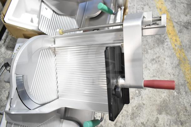 2020 Bizerba GSP HD Meat Slicer, stainless steel, 120V, 1 Phase. Excellent condition, features adjustable blade, safety handles.