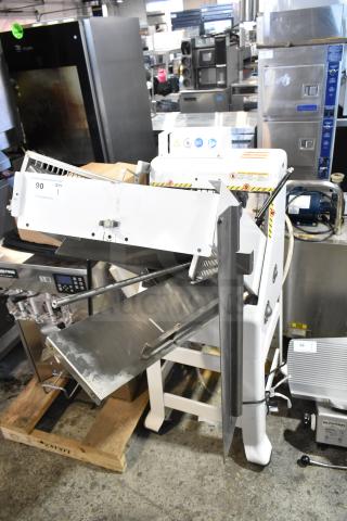 Oliver 797-32NC commercial floor bread slicer with Pro Guard safety chute, 115 volts, 1 phase, well-maintained condition.