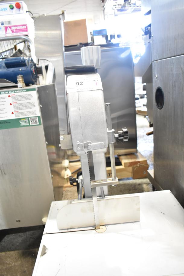 Vevor HC-250 Commercial Bone Saw Machine, 110-120V, 1 Phase, in good condition with visible operational labels.