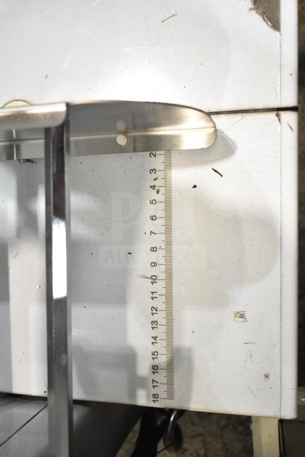 Vevor HC-250 Commercial Bone Saw Machine; measures 110-120 volts, 1 phase; visible ruler markings; used condition.