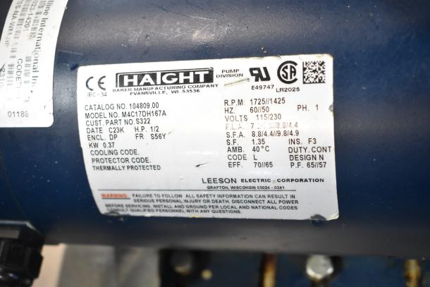 2023 Frontline 47SS Commercial Grease Caddy, model 47SS, with commercial casters, includes manufacturer labels and safety warnings.